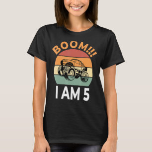 Boom I Am 5 Birthday Boy Celebration Monster Truck T-Shirt