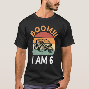 Boom I Am 6 Birthday Boy Celebration Monster Truck T-Shirt