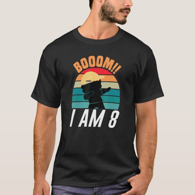 Boom I Am 8 Dabbing Boys 8th Birthday Eight Years T-Shirt (Front)