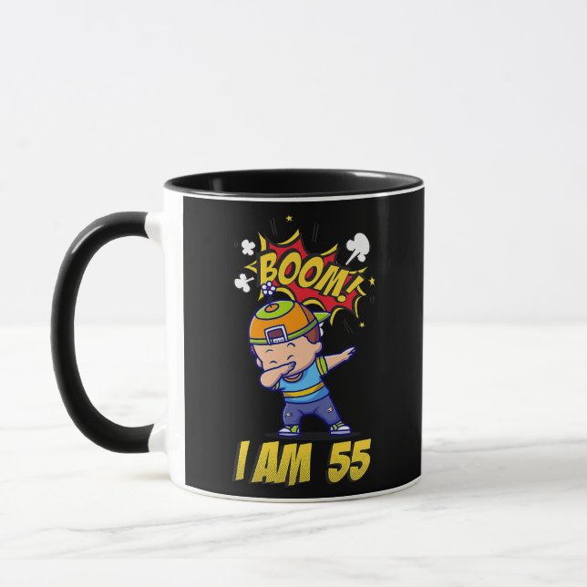 Boom I am FIFTY FIVE Dabbing Child Funny Birthday Mug (Left)