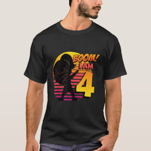 Boom I'm 4 Girl Birthday 4th Birthday Party T-Shirt