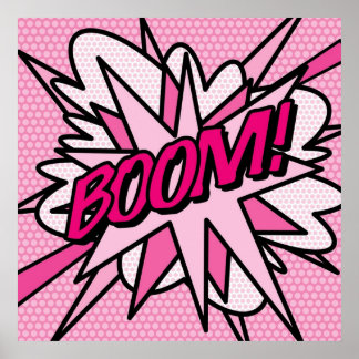 BOOM Pink Comic Book Pop Art Modern Fun Retro Poster