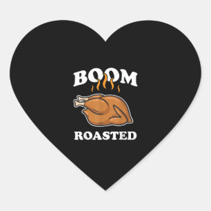Boom Roasted Happy Thanksgiving Funny Turkey Gift  Heart Sticker