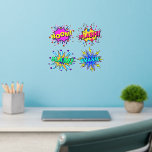Boom Splash Slam Smash, Purple Yellow Pop Art 12" Wall Decal<br><div class="desc">Four Great Pop Art Wall Decals - - Change the size of these decals by changing the size of the Decal Sheet - 4 sizes - from 12" x 12" to 36" x 36" - - These ones are printed on a transparent background, but you can change to a semi-transparent...</div>