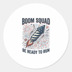 Boom Squad Patriotic Fireworks Vintage Shirt Desig Classic Round Sticker