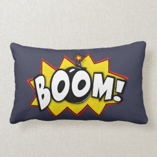 Boom Superhero Comic Action Words Lumbar Pillow
