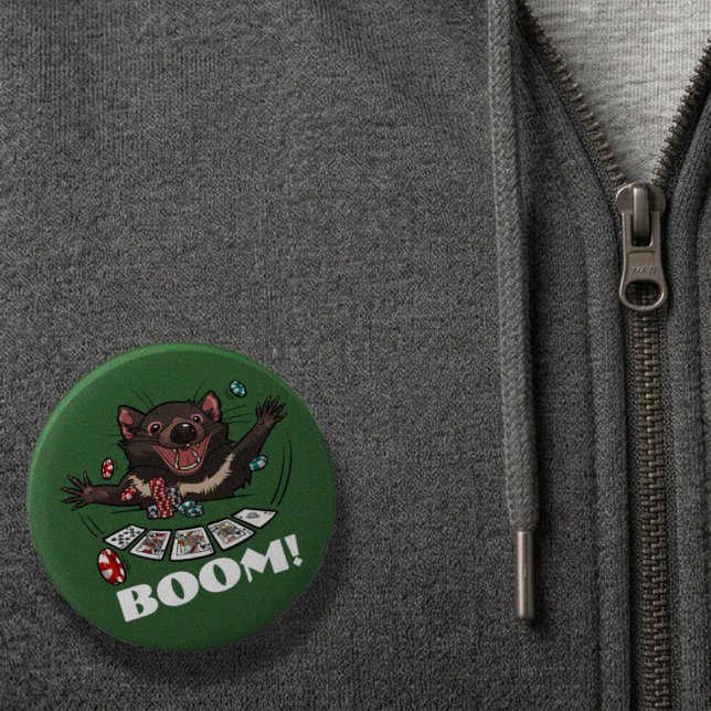 Boom! Tasmanian Devil Royal Flush Poker Cartoon 2 Inch Round Button (Creator Uploaded)