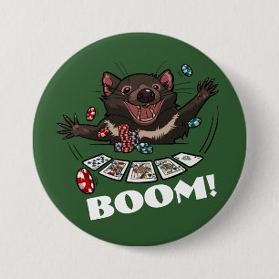 Boom! Tasmanian Devil Royal Flush Poker Cartoon 3 Inch Round Button