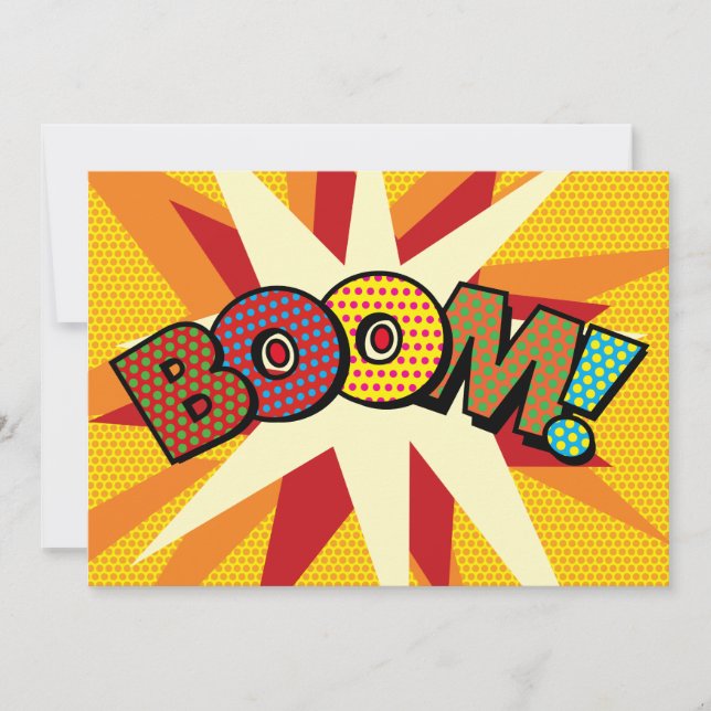 BOOM Your Message Speech Bubble Fun Retro Announcement (Front)