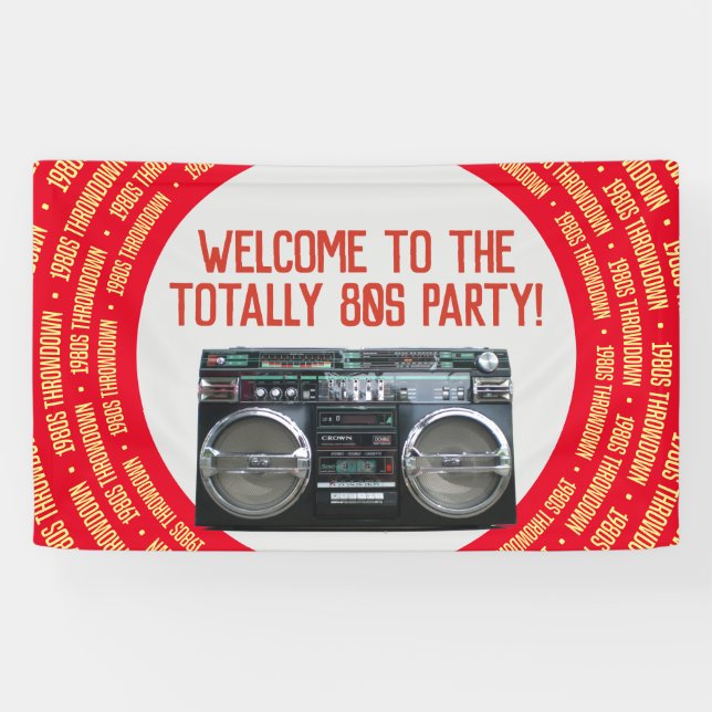 Boombox 1980s Eighties Party Banner (Horizontal)