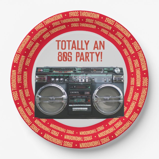 Boombox 1980s Eighties Party Paper Plate (Front)