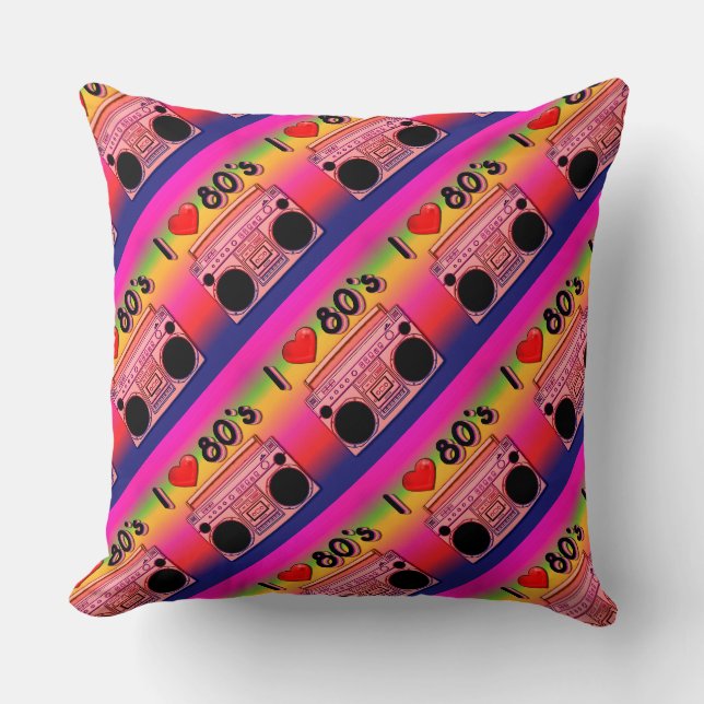 Boombox 80's Retro 80's Throw Pillow 2 (Front)