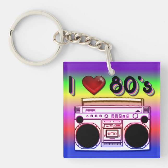 Boombox 80's Retro Acrylic Key Chain (Front)
