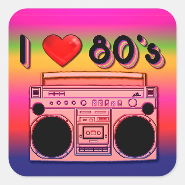 Boombox 80's Retro Stickers (Front)
