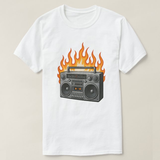 Boombox Burn T-Shirt (Design Front)