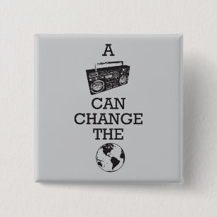 Boombox Can Change the World 2 Inch Square Button