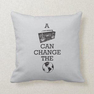 Boombox Can Change the World Throw Pillow