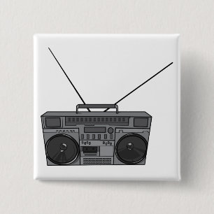 Boombox Ghetto Blaster Jambox Radio Cassette 2 Inch Square Button