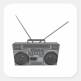 Boombox Ghetto Blaster Jambox Radio Cassette Square Sticker