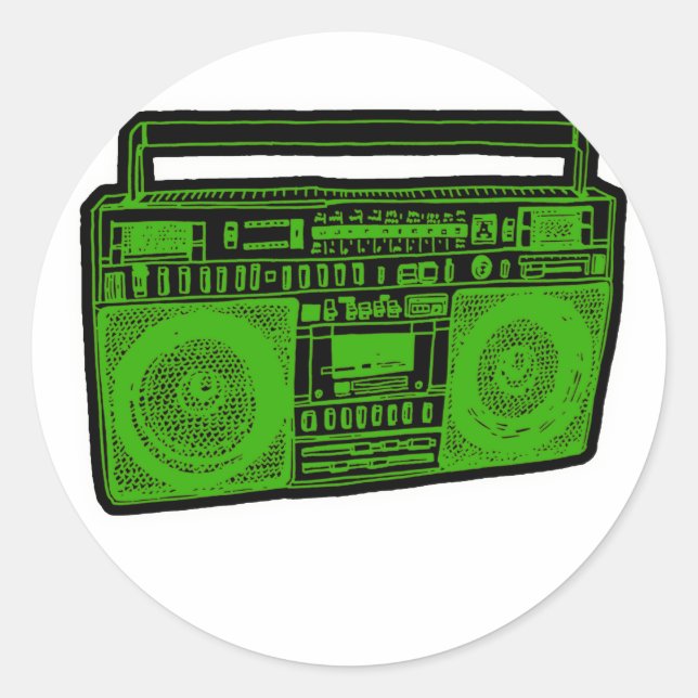 boombox ghetto blaster radio classic round sticker (Front)