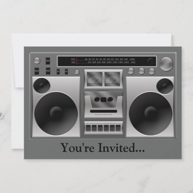 Boombox Radio Graphic Invitation (Front)