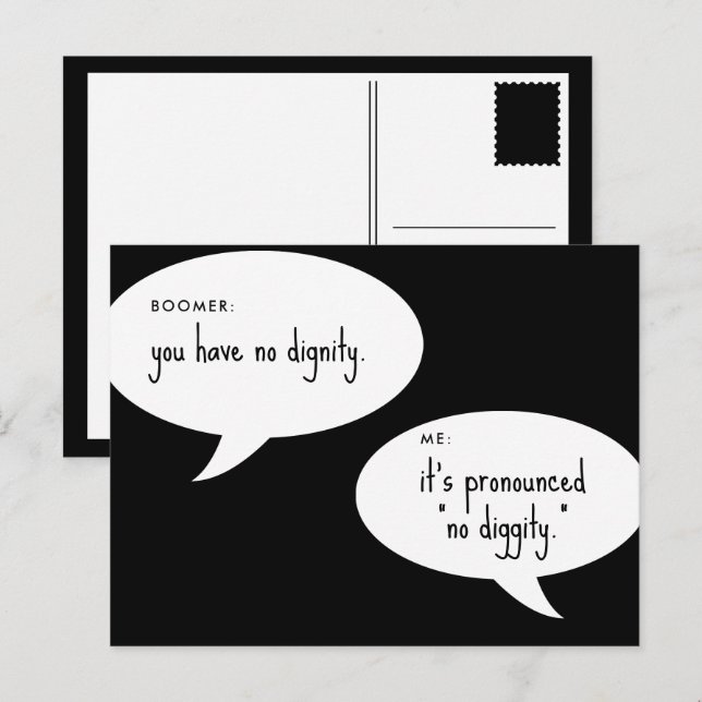 boomer no diggity joke postcard (Front/Back)
