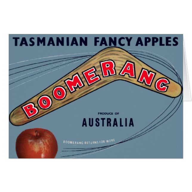 Boomerang Apples - Vintage Fruit Crate Label (Front Horizontal)