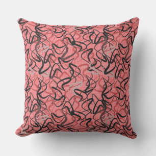 Boomerang Fifties   Pink, Grey and Black Throw Pillow
