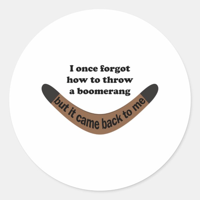 Boomerang Joke Classic Round Sticker (Front)