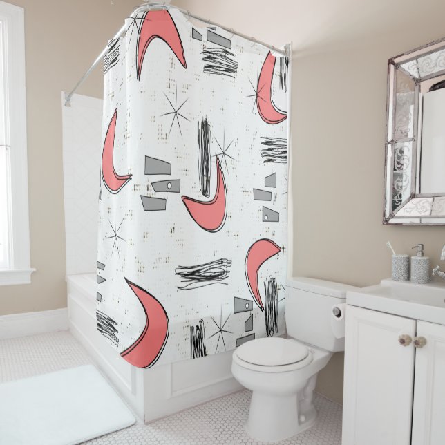 Boomerangs and Starbursts Shower Curtain 2 (In Situ)