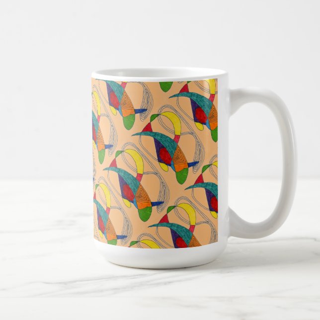 "Boomerangs on Orange Tiled" Abstract Design Mug (Right)