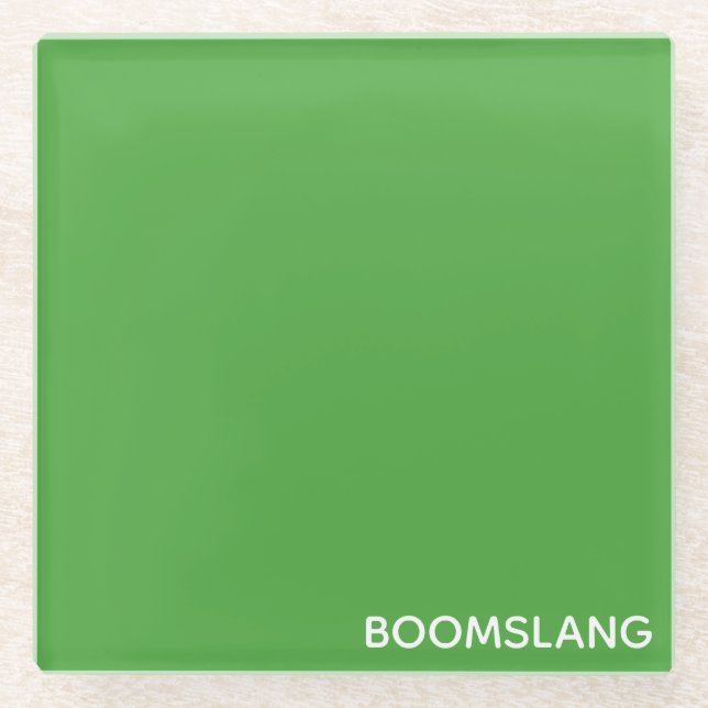 Boomslang green colour name glass coaster (Front)