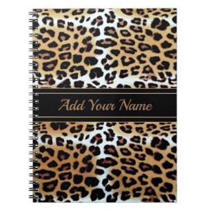 Boomy Custom Name Elegant Stylish Leopard Print Notebook