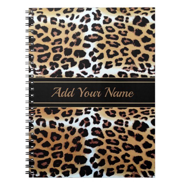 Boomy Custom Name Elegant Stylish Leopard Print  Notebook (Front)