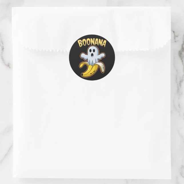 Boonana Cute Ghost Banana Halloween Classic Round Sticker (Bag)