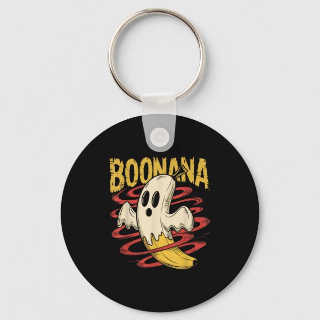 Boonana Cute Ghost Banana Halloween Costume Men Wo Keychain (Front)