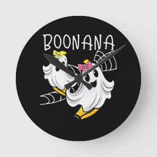 Boonana Cute Ghost Banana Halloween Round Clock