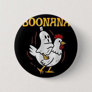 Boonana Riding Chicken Halloween Ghost Spooky Nana 2 Inch Round Button