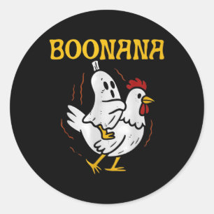 Boonana Riding Chicken Halloween Ghost Spooky Nana Classic Round Sticker