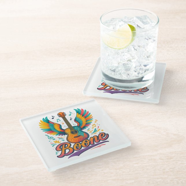 Boone Guitar Glass Coaster (Angled)
