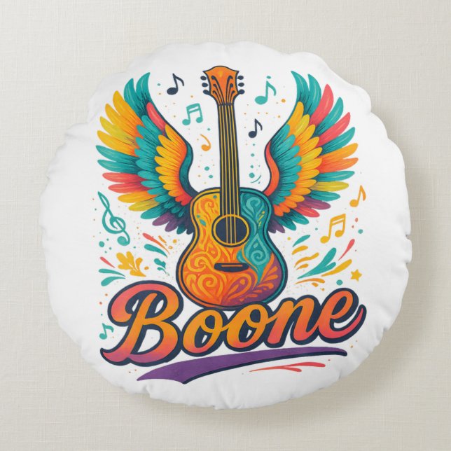 Boone Guitar Round Pillow (Front)