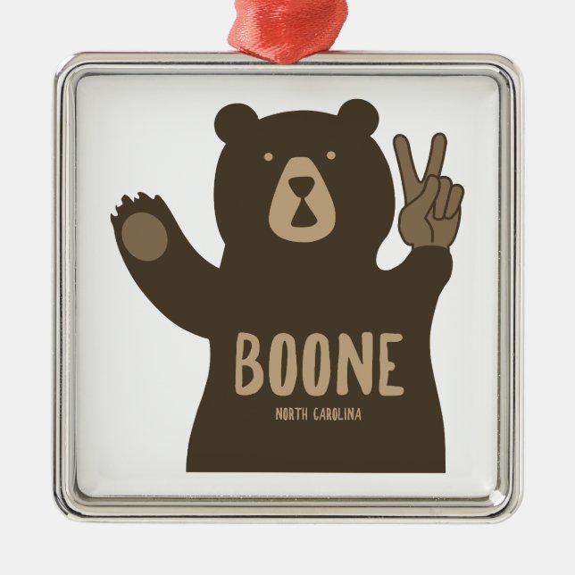 Boone North Carolina Peace Bear Metal Ornament (Front)