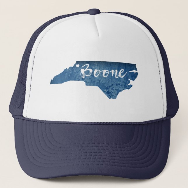 Boone North Carolina Wood Grain Trucker Hat (Front)