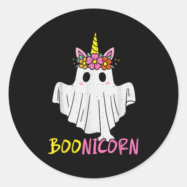 Boonicorn Ghost Unicorn Magical Soky Halloween Gir Classic Round Sticker (Front)