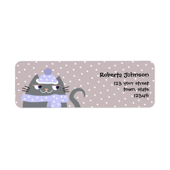 Booo le chat, adresse de retour mignonne de neige (Devant)