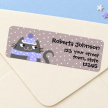 Booo le chat, adresse de retour mignonne de neige