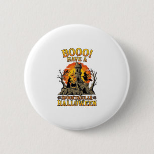Booo Spooktacular Halloween Witch Cauldron Castle  2 Inch Round Button