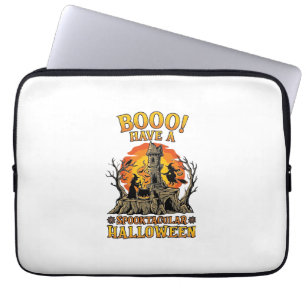 Booo Spooktacular Halloween Witch Cauldron Castle  Laptop Sleeve
