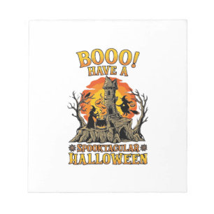 Booo Spooktacular Halloween Witch Cauldron Castle  Notepad
