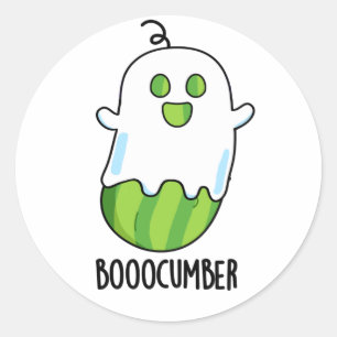 Booocumber Funny Ghost Cucumber Pun  Classic Round Sticker